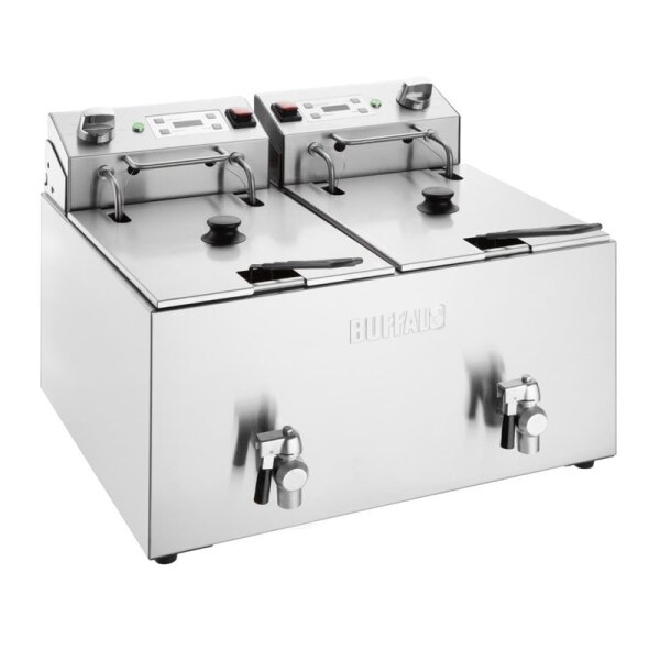 Buffalo Doppelfritteuse mit Timer 2x8Ltr