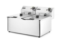 Elektro Tischfritteuse mit 16 Liter - 2 Becken, Edelstahl, 230 V
