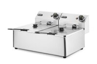 Hendi Fritteuse mit Kaltzone - 2x 6 Liter, Edelstahl, 230 V