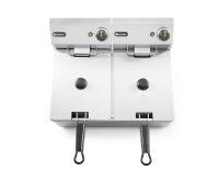 Hendi Fritteuse mit Kaltzone - 2x 6 Liter, Edelstahl, 230 V