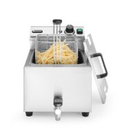 Profi Line Tischfritteuse 8 Liter - Edelstahl mit Ablasshahn, 3,5 kW