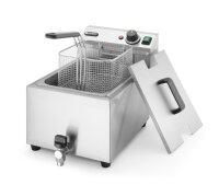 Profi Line Tischfritteuse 8 Liter - Edelstahl mit Ablasshahn, 3,5 kW