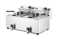 Hendi Elektro Fritteuse 2×8 Liter - mit Ablasshahn, Kältezone, Edelstahl