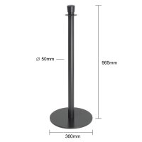 Bolero Flache Basis Barrierepfosten Schwarz (2 Stück)