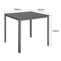 Bolero Valletta Grau Geschlitzter Outdoor Tisch 780mm