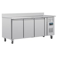 Polar U-Serie Arbeitsplattenkühlschrank mit drei Türen und Aufkantung 417Ltr