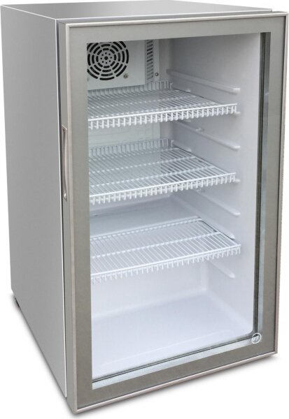 Gastro Kühlschrank mit selbstschließende Tür - 102 Liter, Umluft, silber