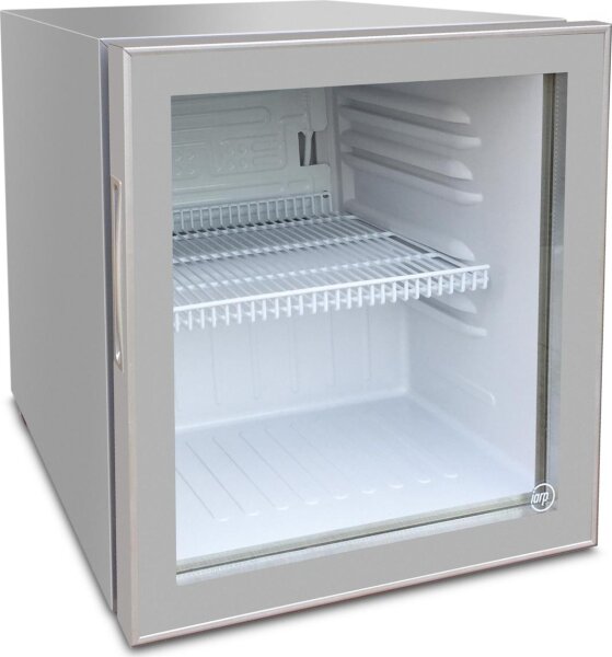 Kühlschrank Tischmodell mit 55 Liter - selbstschließende Tür, Schloss, silber