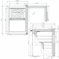 Schwarzer Tischkühlschrank mit Glastür -...
