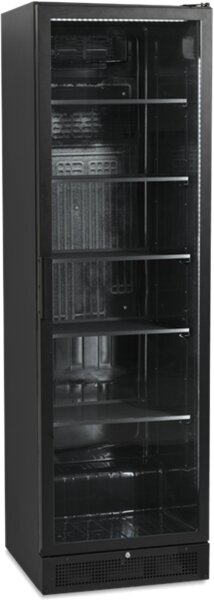 Schwarzer Kühlschrank mit 1 Thermoglastür - 387 Liter, LED-Innenbeleuchtung