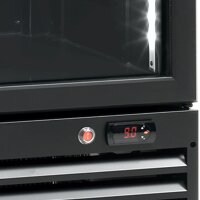 Schmaler Glastürkühlschrank mit 165 Liter - Umluftkühlung, abschließbar, schwarz
