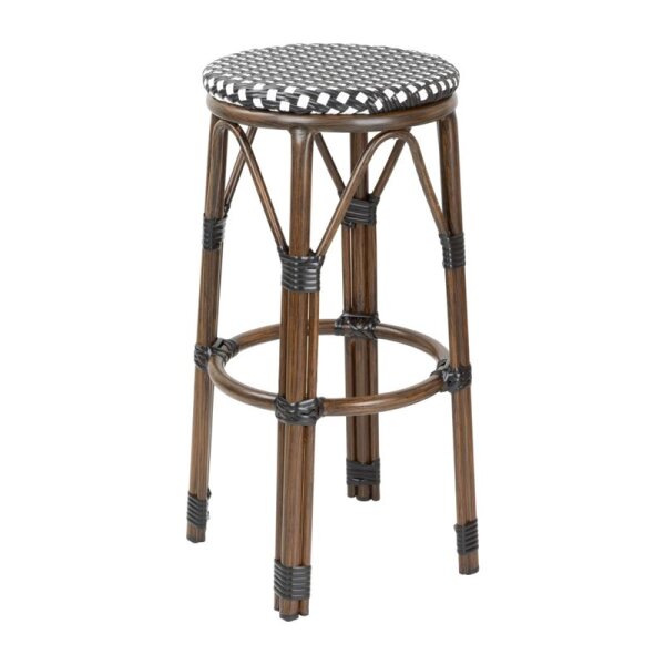 Bolero Pariser Stil PE Rattan Barhocker Schwarzer Punktmix (2 Stück)