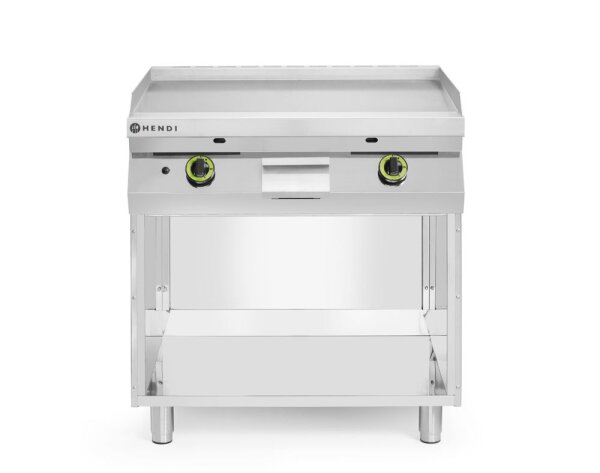 Gasgrillplatte, glatt, mit auf 3 Seiten geschlossenem Unterschrank, HENDI, Kitchen Line, 10kW, 800x700x(H)900mm