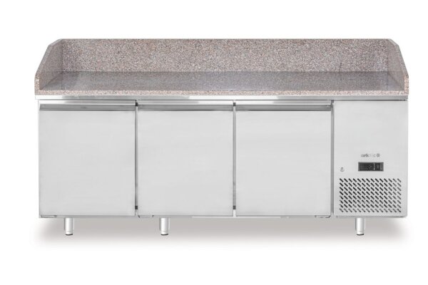 Pizzakühltisch mit Granitarbeitsplatte, 3-türig, Arktic, 375L, Granit, 230V/400W, 2010x800x(H)875mm