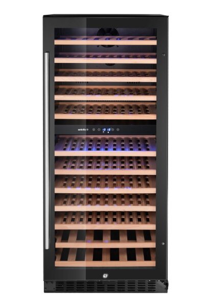 Weinkühler, 2 Zonen, 124 Flaschen, Arktic, 265L, Schwarz, 569x595x(H)1397mm