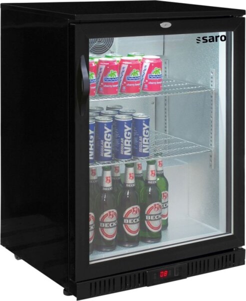 Saro Barkühler mit 1 Glastür - automatischer Abtauung, 128 Liter, schwarz