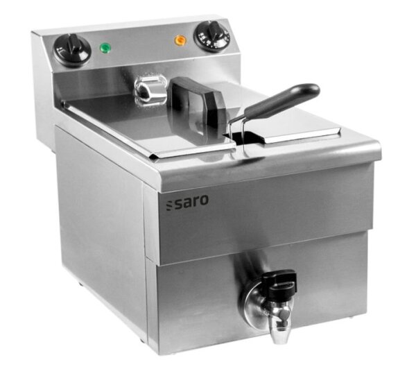 Saro Profi Fritteuse 10 Liter - Ablasshahn, Edelstahl, 3,25kW, 230V