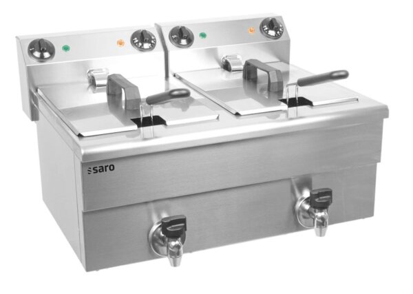 Saro Fritteuse FE 102 mit 2x 10 Liter - Ablasshahn, 6,5kW