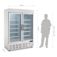 Display Gefrierschrank Polar mit 2 Glastüren - Umluftkühlung, 920 Liter, abschließbar