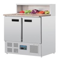 Gastro Pizzakühltisch mit Marmorplatte, 5x 1/6 GN