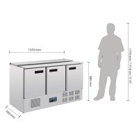 Polar Saladette mit Schneidefläche und Deckel, dreitürig