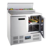 Polar Pizzatisch/ Saladette Mit Edelstahlplatte, 2-Türig