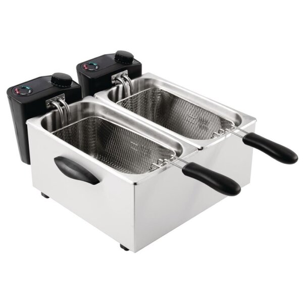 Caterlite Doppelfritteuse 2x3,5L - Edelstahl, 230V, Temperaturregelung