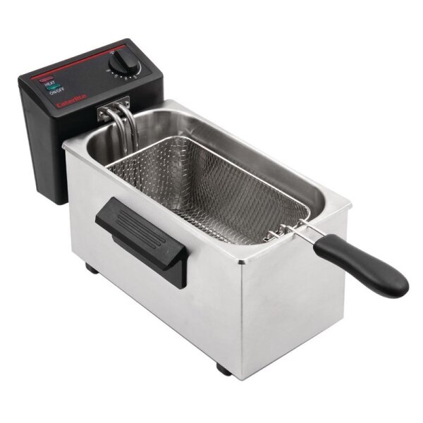 Caterlite Elektro-Fritteuse 3,5 Liter – Kompakte Tischfritteuse, Edelstahl, 2 kW