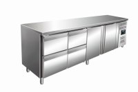 Edelstahl-Kühltisch mit 616 Liter, 2 Türen & 2 Schubladen