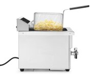 Gastro Induktionsfritteuse 8 Liter - mit Ablasshahn, Edelstahl, Tischmodell