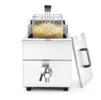 Gastro Induktionsfritteuse 8 Liter - mit Ablasshahn, Edelstahl, Tischmodell