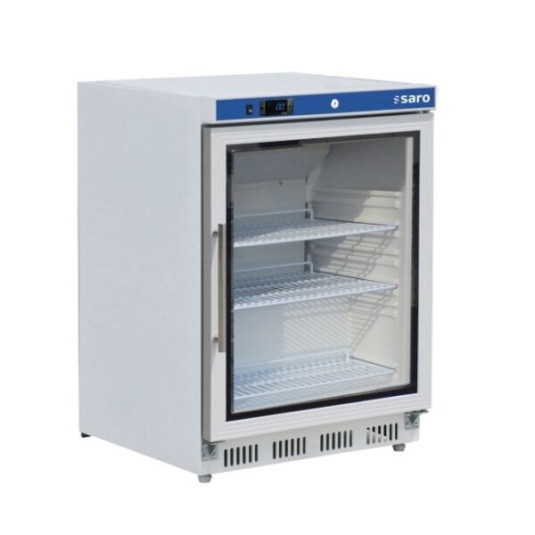 Saro Glastürkühlschrank mit 129 Liter - Automatische Abtauung, abschließbar, weiß