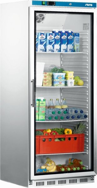 Lagerkühlschrank mit Glastür - weiß Modell HK 600 GD, Maße: B 777 x T 695 x H 1895