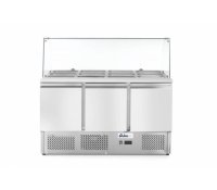 Kühltisch, dreitürig mit Glasdisplay 380 L