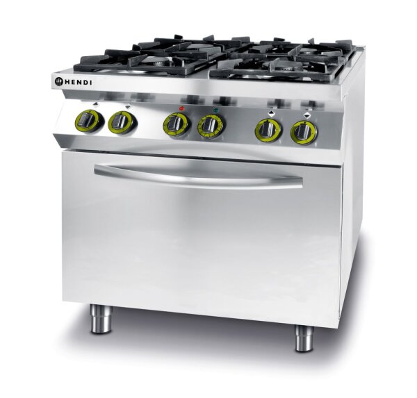 Hendi Gasherd Kitchen Line mit 4 Brenner und Ofen 3000W 800x722x900mm