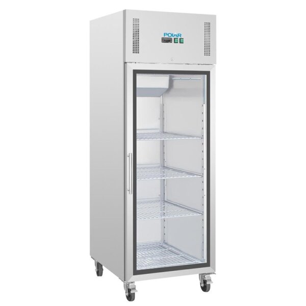 Edelstahl Kühlschrank mit 1 Glastür - 600 Liter, Umluftkühlung