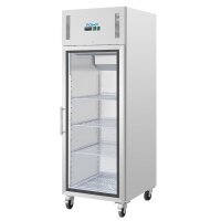 Edelstahl Kühlschrank mit 1 Glastür - 600 Liter, Umluftkühlung