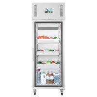 Edelstahl Kühlschrank mit 1 Glastür - 600 Liter, Umluftkühlung