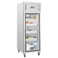 Edelstahl Kühlschrank mit 1 Glastür - 600 Liter, Umluftkühlung