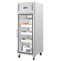 Edelstahl Kühlschrank mit 1 Glastür - 600 Liter, Umluftkühlung