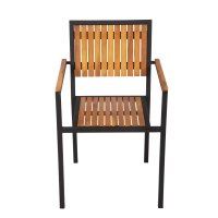Bolero Terrassenstühle mit Armlehnen aus Stahl und Akazienholz, 4 Stück