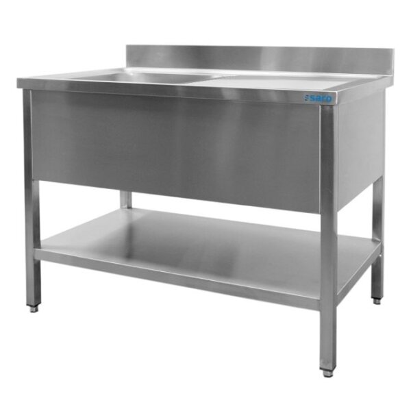 Saro Spültisch mit 1 Becken links 1600x600x850mm Grundboden und Aufkantung
