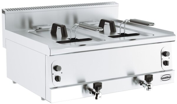 Gas-Fritteuse mit 16 Liter - 2 Becken, Tischgerät, für Gastronomi