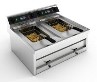 Edelstahl Fritteuse 2x 12 Liter - Tischgerät, 2x6...
