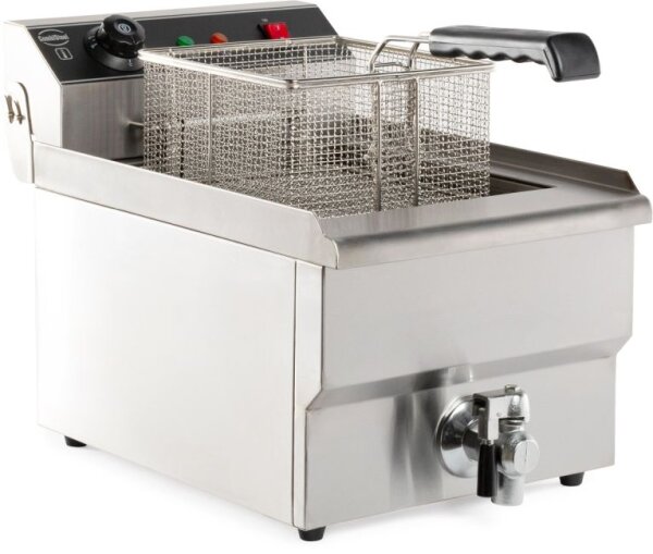 Elektro Tischfritteuse 8 Liter - mit Ablasshahn, Edelstahl, 230 V