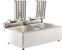 Elektro Doppelfritteuse 2x6 Liter - Edelstahl, 230V, 2x3,3 kW