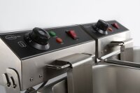 Elektro Doppelfritteuse 2x6 Liter - Edelstahl, 230V, 2x3,3 kW