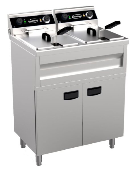 Freistehende Elektro-Fritteuse 2x9 Liter - Edelstahl, 2x 230 V