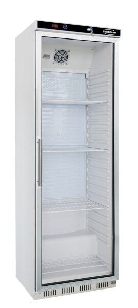 Combisteel Kühlschrank mit 1 Glastür - 350 Liter, LED-Beleuchtung, weiß