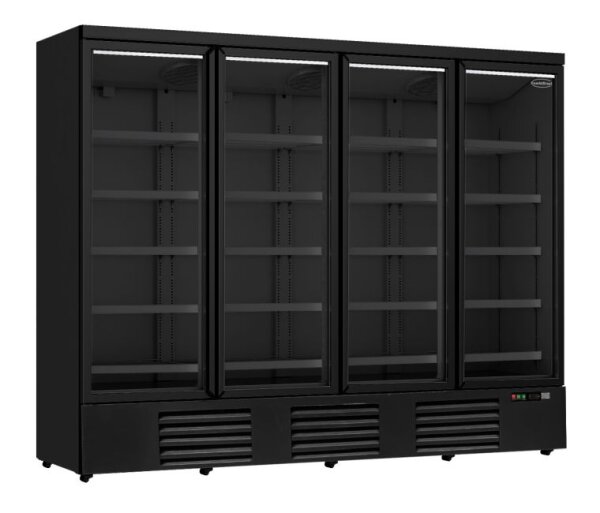 Combisteel Kühlschrank mit 4 Glastüren schwarz